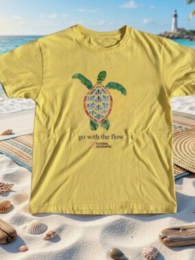 National Geographic Turtle Shirt, Go With The Flow Graphic Tee, Ocean Lover Gift